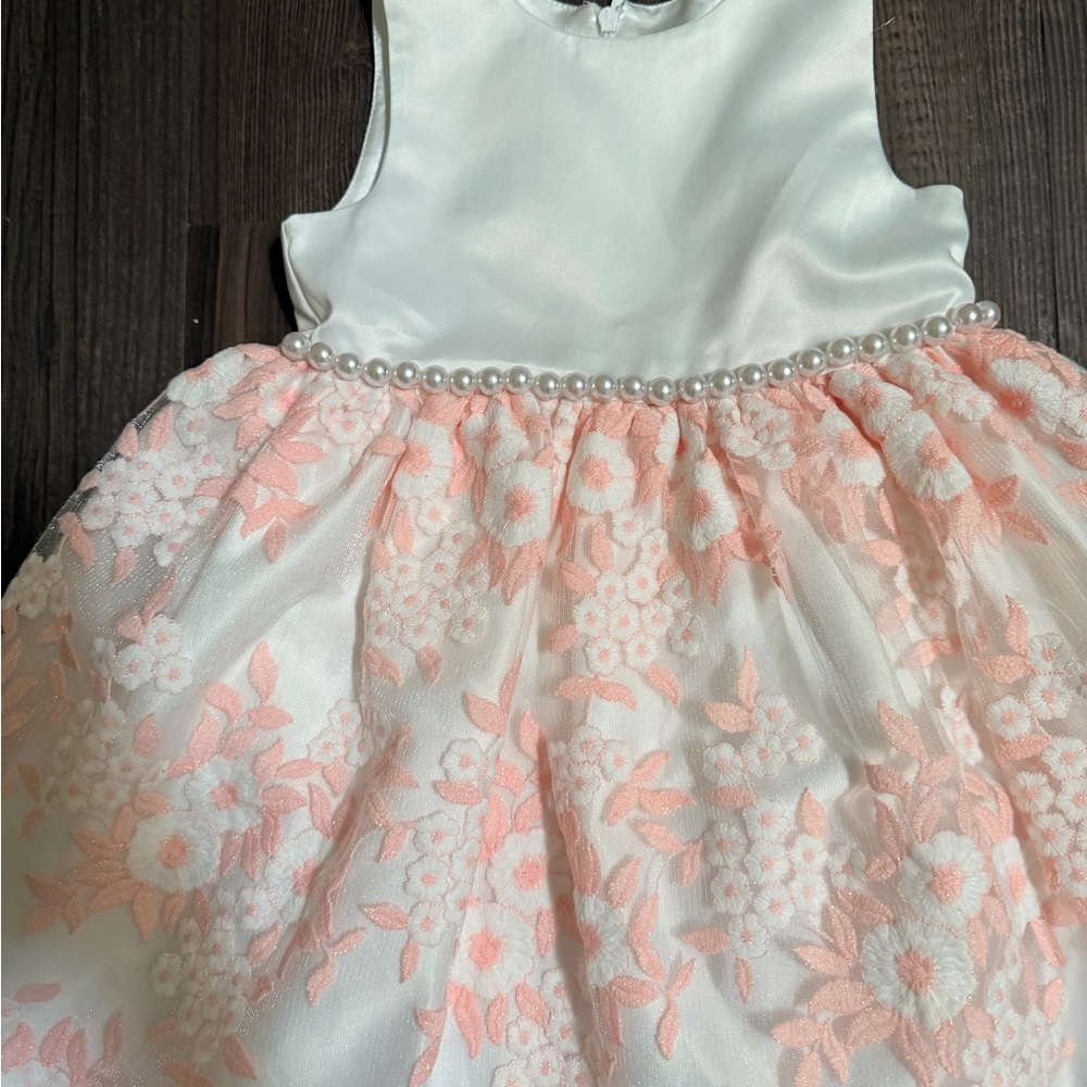 American Princess Floral Easter Dress Girls Size 5 Ivory Pink Lace Party Wedding - Picture 4 of 7